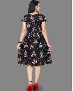 Floral Print Black Dress