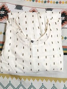 Elegant White Printed Kurta(New used once)