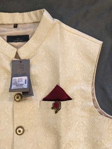 XXL - Printed Beige Nehru Jacket