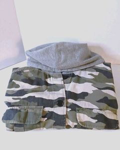 H&M Divided Hooded Camo Shirt Shacket