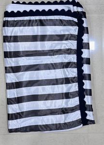 Black & White Striped Satin Silk Saree