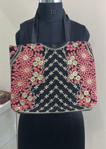 Embroidered Velvet Tote Bag
