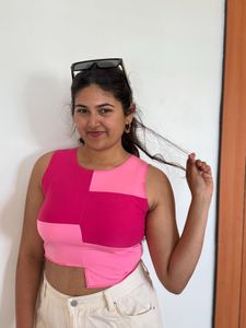 Trendy Pink Colorblocked Top