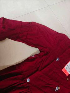 MAX beautiful Red Embroidered Tunic With Tag