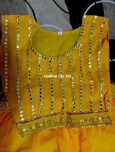 Yellow Mirror Embellished Top