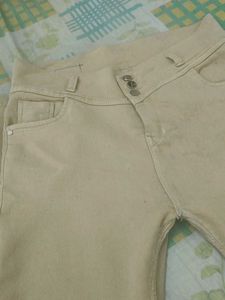 Beige Straight Leg Jeans