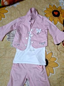 Baby Girl Top Pant With Jacket Set