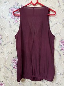 Burgundy Wrap Sleeveless Top