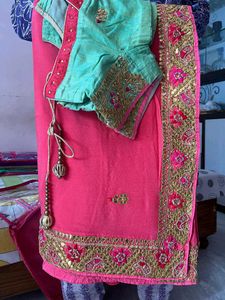 Pink Gottal Patti Sari - Pure Georgette