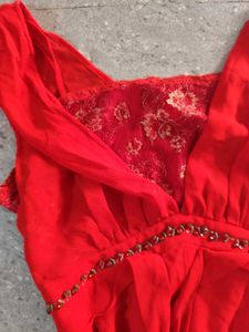 red tiered bottom y2k dress