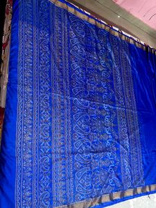 Royal Blue Printed Silk Saree