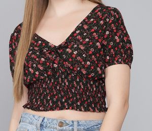 ADDYVERO Party Puff Sleeves Floral Print Women Mul
