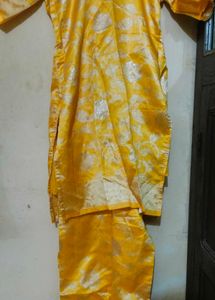 Yellow Stitched Kurti And Plazo