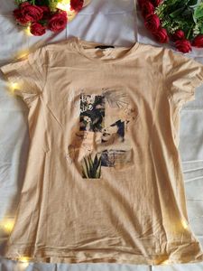 Peach Graphic Print Tee