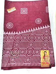 Maroon Saree Pure Cotton With Blouse And Peticoat