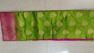 Lovely Parrot Green And Pink Colour Saree