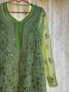Lime Green Chikankari Kurti