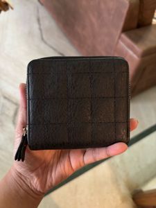 Black Quilted Zip-Around Wallet