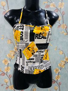 Y2K Newspaper Print Cami Top