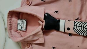 Cute Pink Kids Shirt with Tie