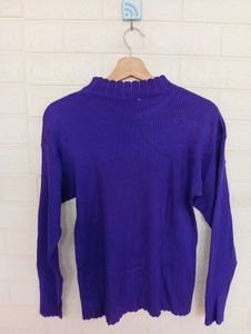 Purple Knit Turtleneck Sweater