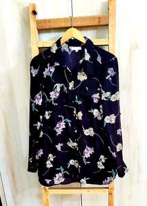 Black Floral Design Shirt Size-38