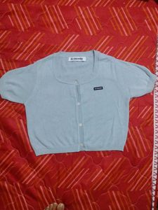 Light Blue Cropped Cardigan