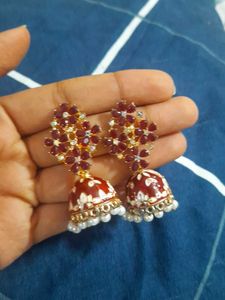Red Jhumka Earrings