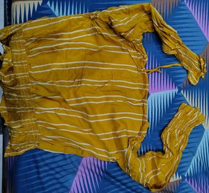 Striped Lace-Up Blouse