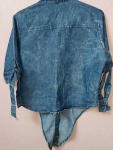 Denim shirt with patches