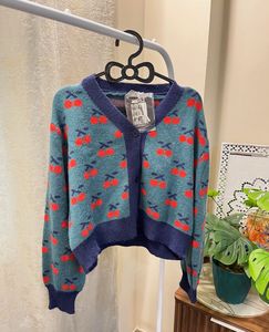 Cute Cherry Print Cardigan