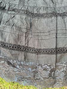 Tiered Black Lace Skirt