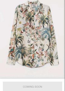 H&amp;M Premium Beautiful Forest Print Satin Shirt