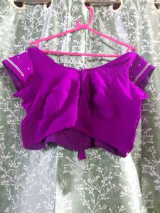 Purple Saree With Readymade Blouse And Freebies