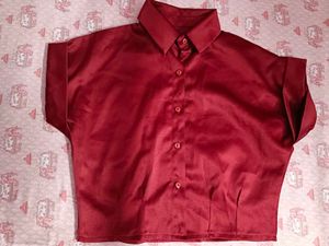 Burgundy Satin Blouse