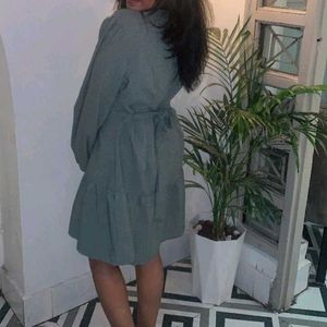 Olive Green Ruffled Mini Dress