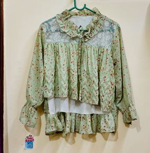 Pista Green Women Floral Top