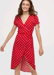 H&M Red Polka Dot Wrap Dress