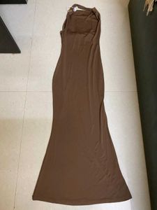 Brown Halter Neck Maxi Dress