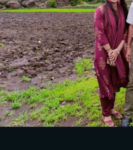 Maroon Printed Kurta Set
