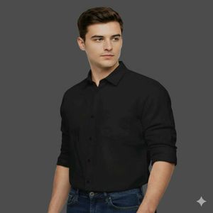 Men's Stylish Plain Black Casual Shirt