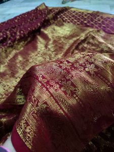 Maroon &amp; Gold Saree