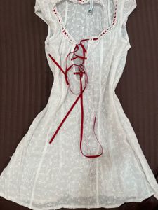 Vintage Hollow Out Lace up Mini Dress