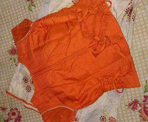Orange Embroidered crop top