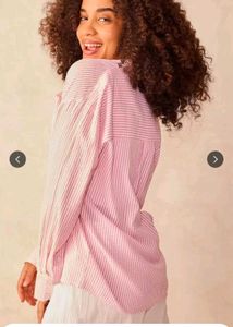 Pink &amp; White Striped Button-Up Shirt❤