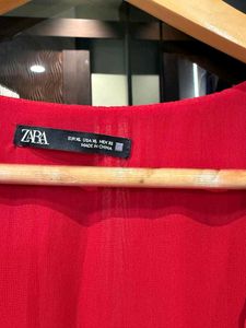 Red Pleated Midi Dress