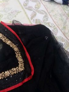Black Net Saree