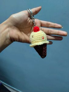 Crochet Ice Cream Cone Keychain Set