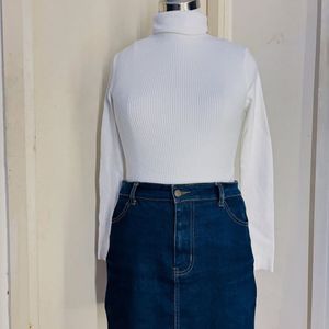 Gray V-Neck Ribbed Top