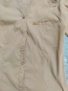 Tan Button-Down Shirt